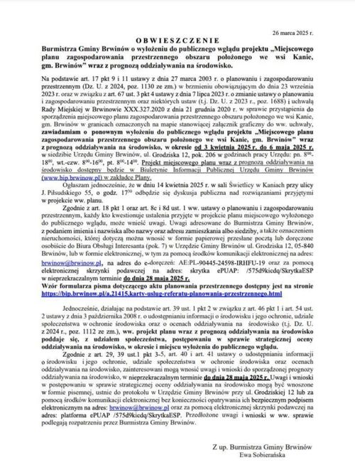 Uwagi do MPZP Kań - koniec terminu